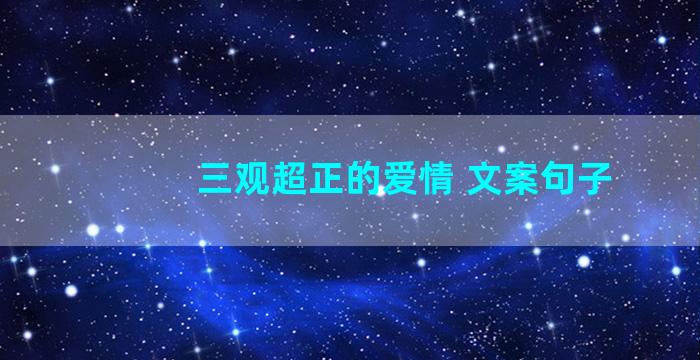 三观超正的爱情 文案句子